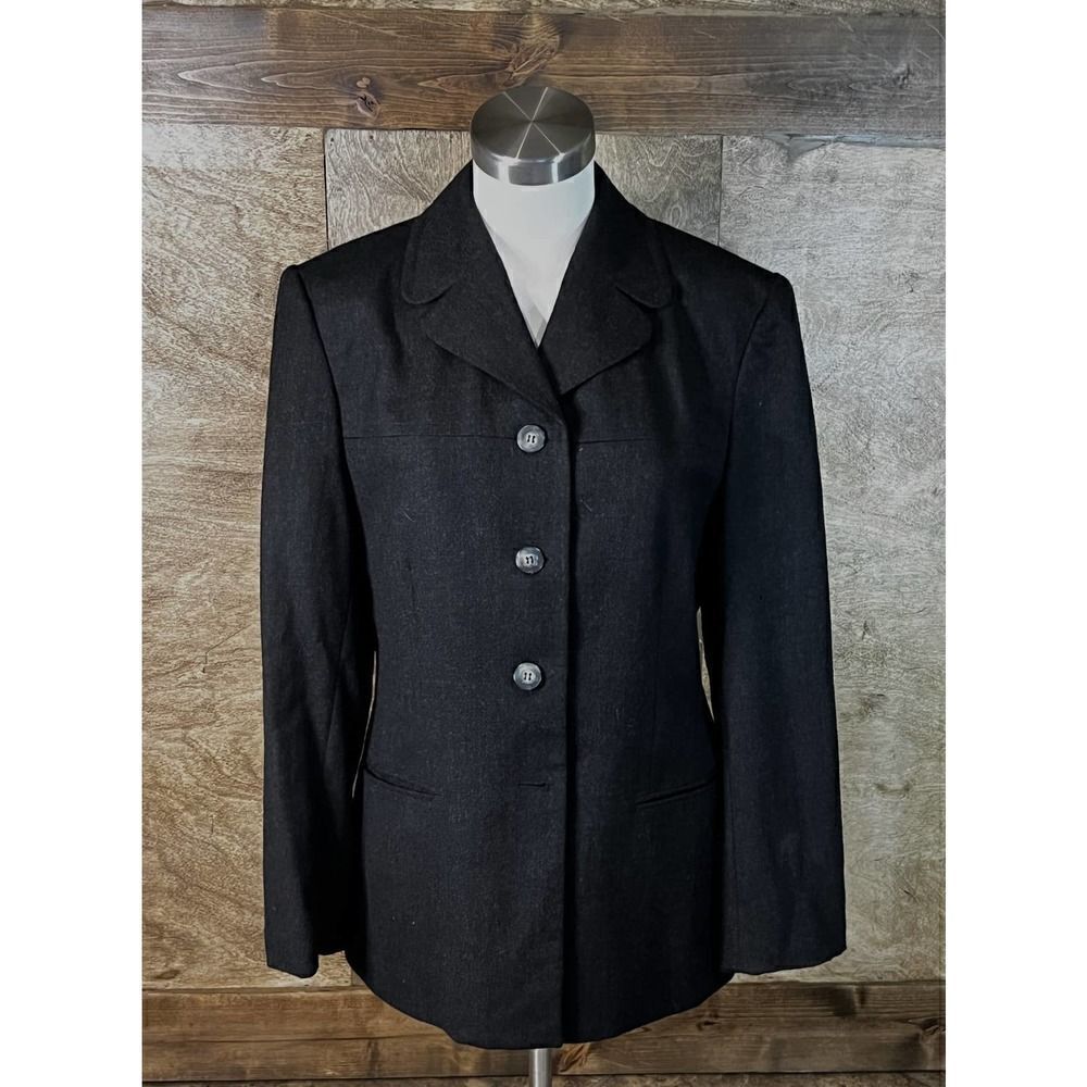 Women's Jones New York Dark Grey 100% Wool Blazer Size 10